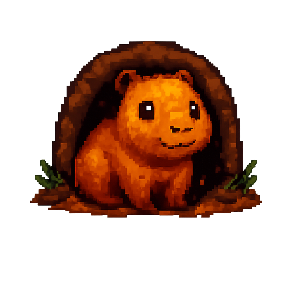 Capybara in a burrow